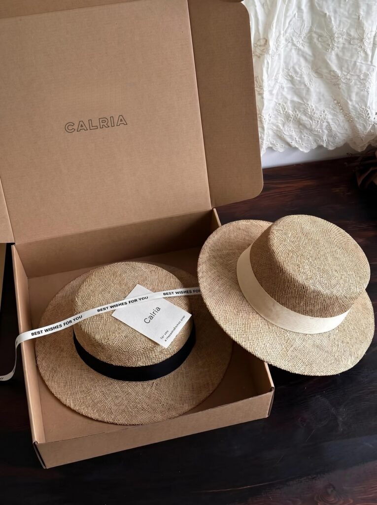 Calria天然草编双层拉菲草草帽